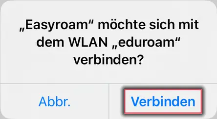 Ansicht Mit eduroam verbinden