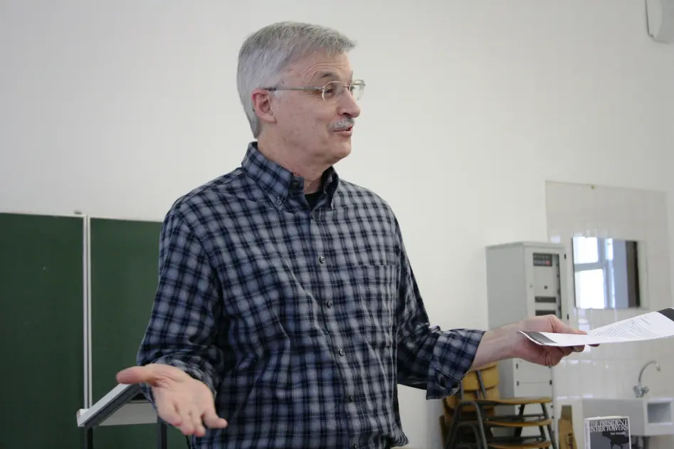 Photo of Prof. Tom Whalen giving his talk.