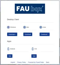 Ansicht Liste verfgbarer Clients der FAUbox