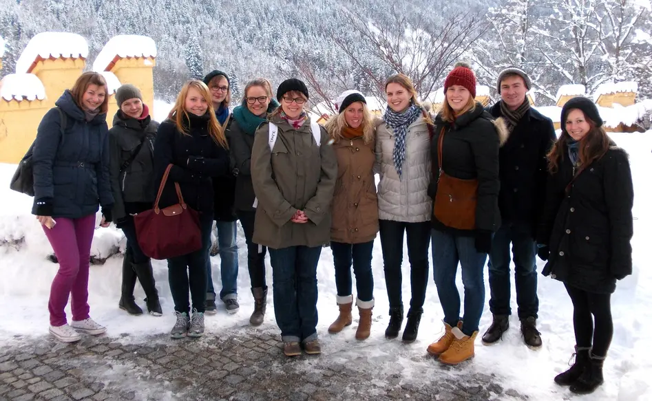 Group photo with the forests around Hohenschwangau in the background.