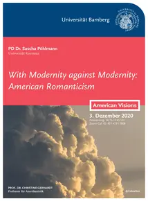 Poster for the guest lecture by PD Dr. Sascha P?hlmann. In addition to the information about the guest lecture, it shows a big cloud illuminated by sunlight.