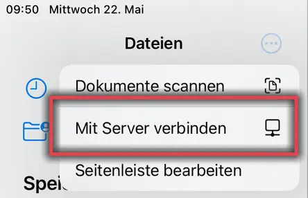 Ansicht Mit Server verbinden auf iPadOS